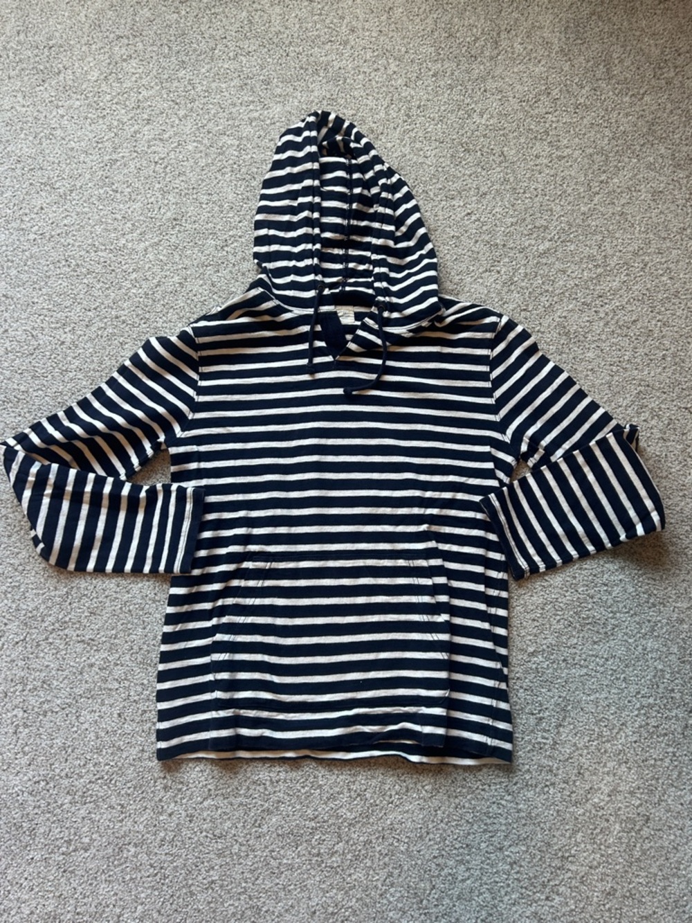 J. Crew Navy and White Striped Hooded Sweatshirt